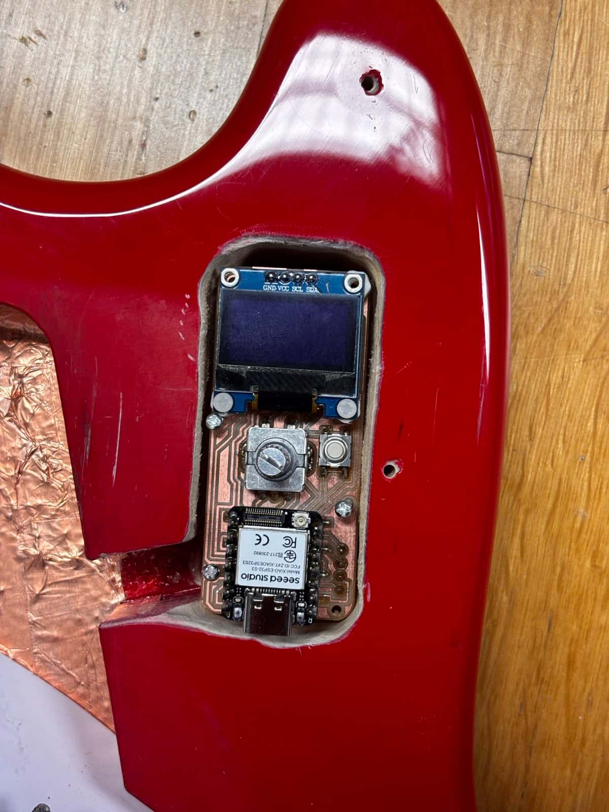 MIDI Guitar — midiguitar board in cavity