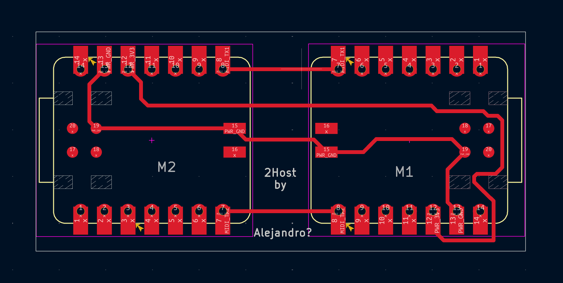 MIDI Host-to-Host Bridge — bridge pcb layout