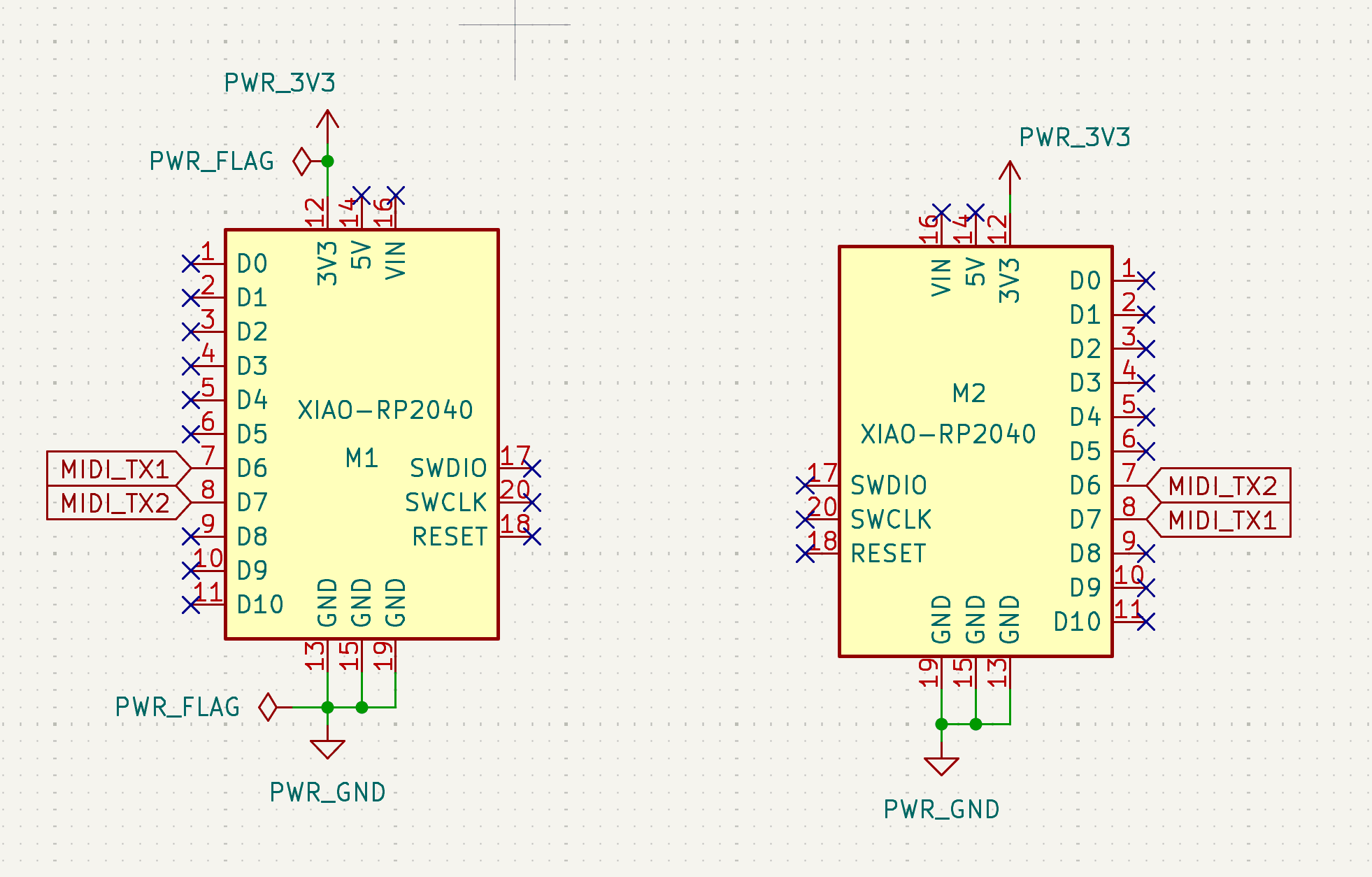MIDI Host-to-Host Bridge — bridge schematic